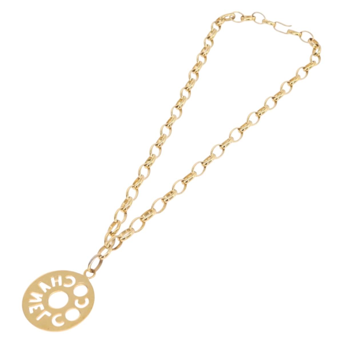 CHANEL Necklace metal Gold CC Auth bs37290M