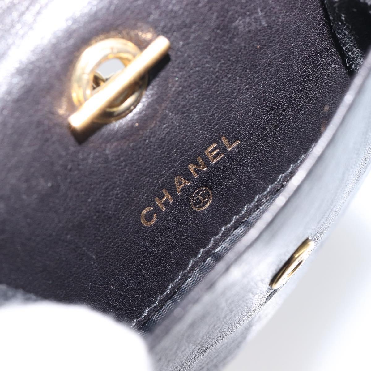 CHANEL Glasses Case Lamb Skin Dark Brown CC Auth bs37291