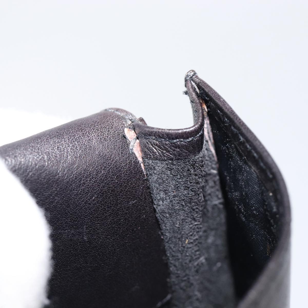 CHANEL Glasses Case Lamb Skin Dark Brown CC Auth bs37291