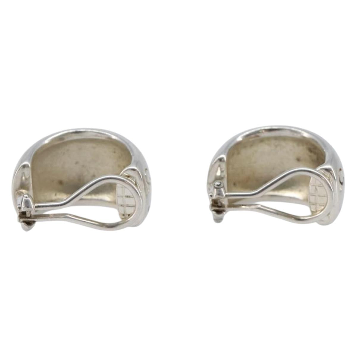 CHANEL Earring metal Silver CC Auth bs37292