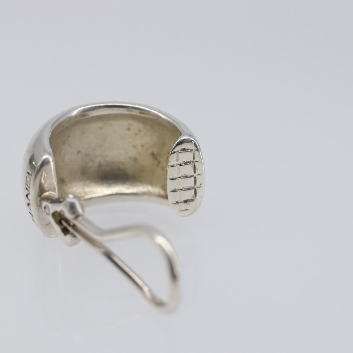 CHANEL Earring metal Silver CC Auth bs37292