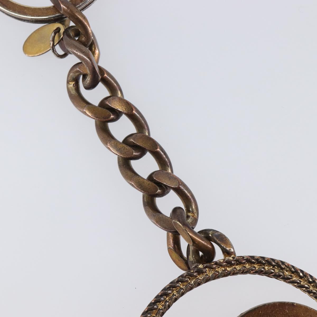 CHANEL Key Ring metal Gold Tone CC Auth bs37293