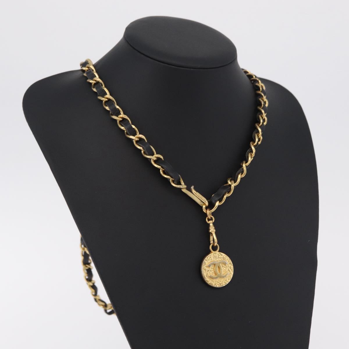 CHANEL Necklace metal Gold Tone CC Auth bs37294A