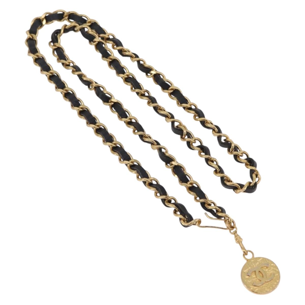 CHANEL Necklace metal Gold Tone CC Auth bs37294A
