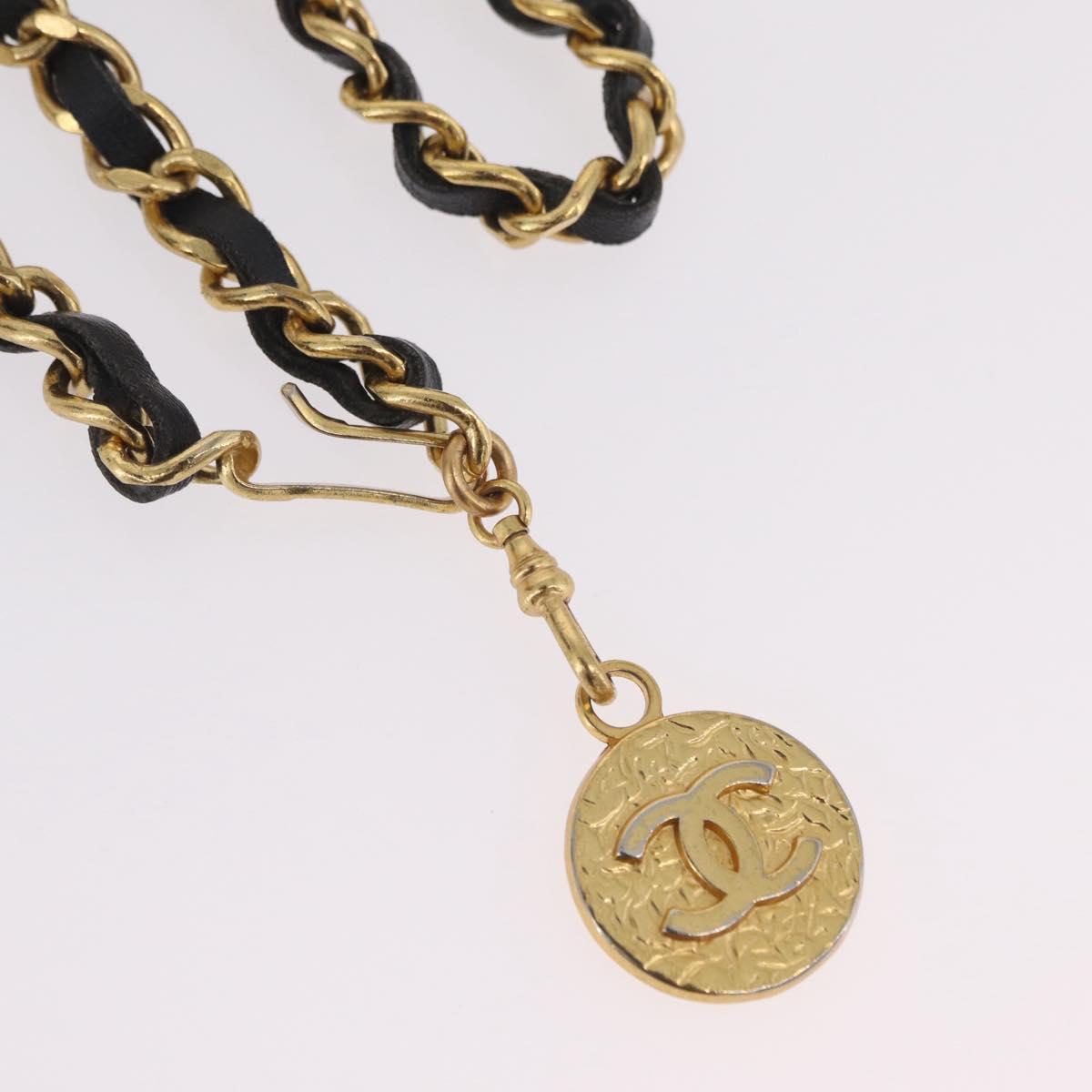 CHANEL Necklace metal Gold Tone CC Auth bs37294A