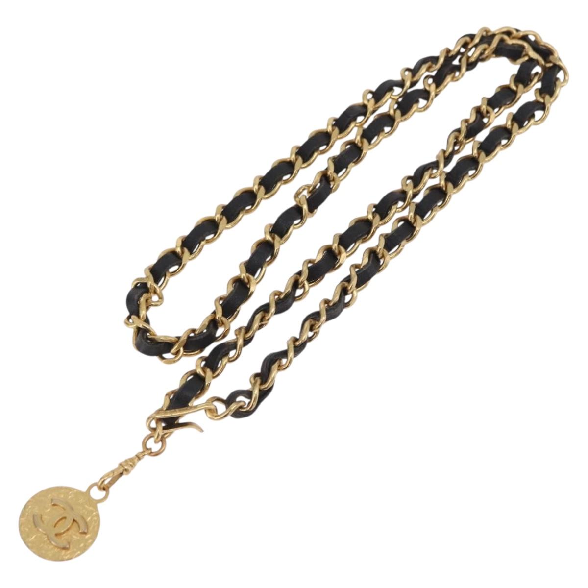 CHANEL Necklace metal Gold Tone CC Auth bs37294A