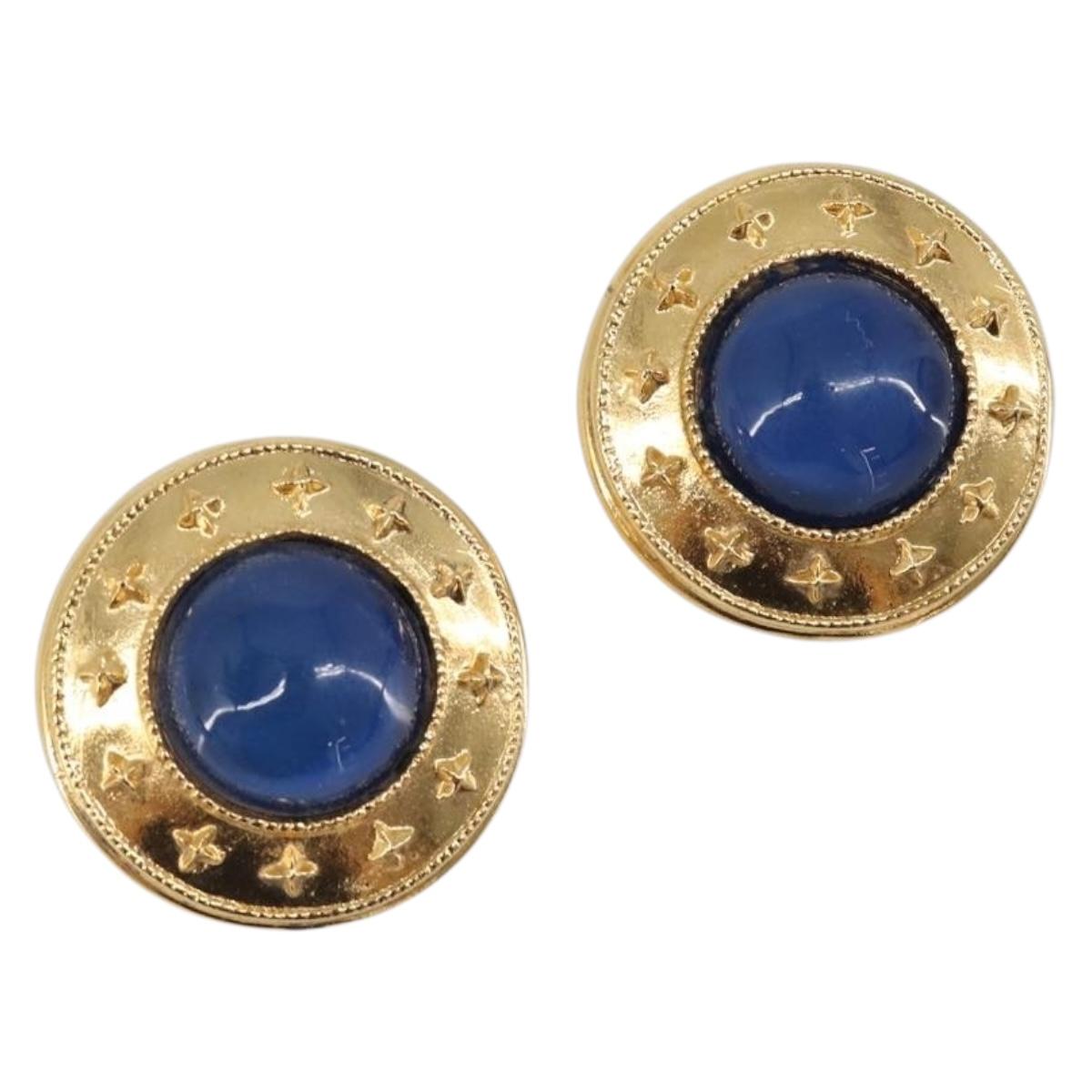 CHANEL Earring metal Gold Tone CC Auth bs37295