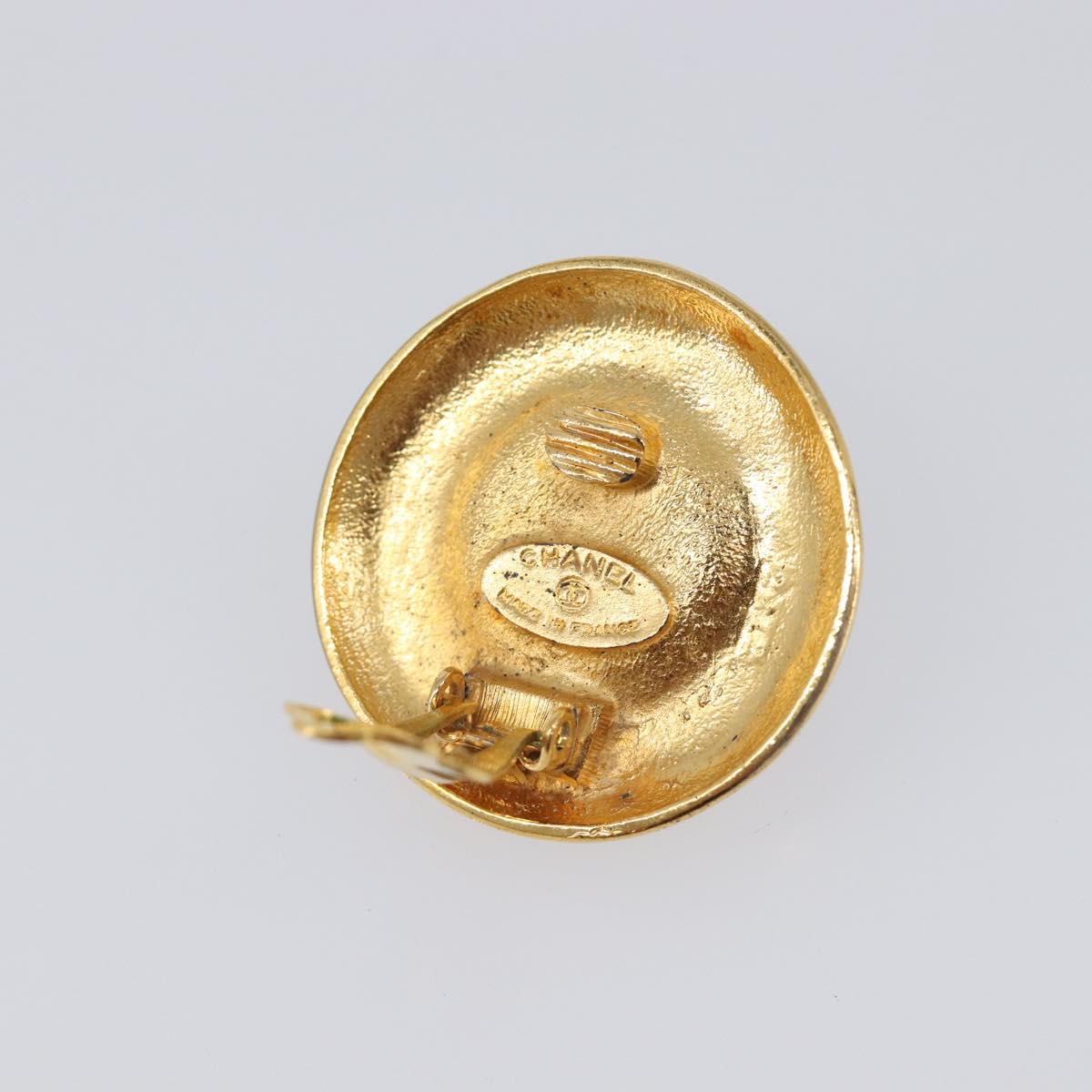 CHANEL Earring metal Gold Tone CC Auth bs37295