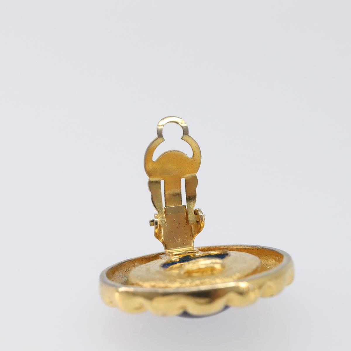 CHANEL Earring metal Gold Tone CC Auth bs37297
