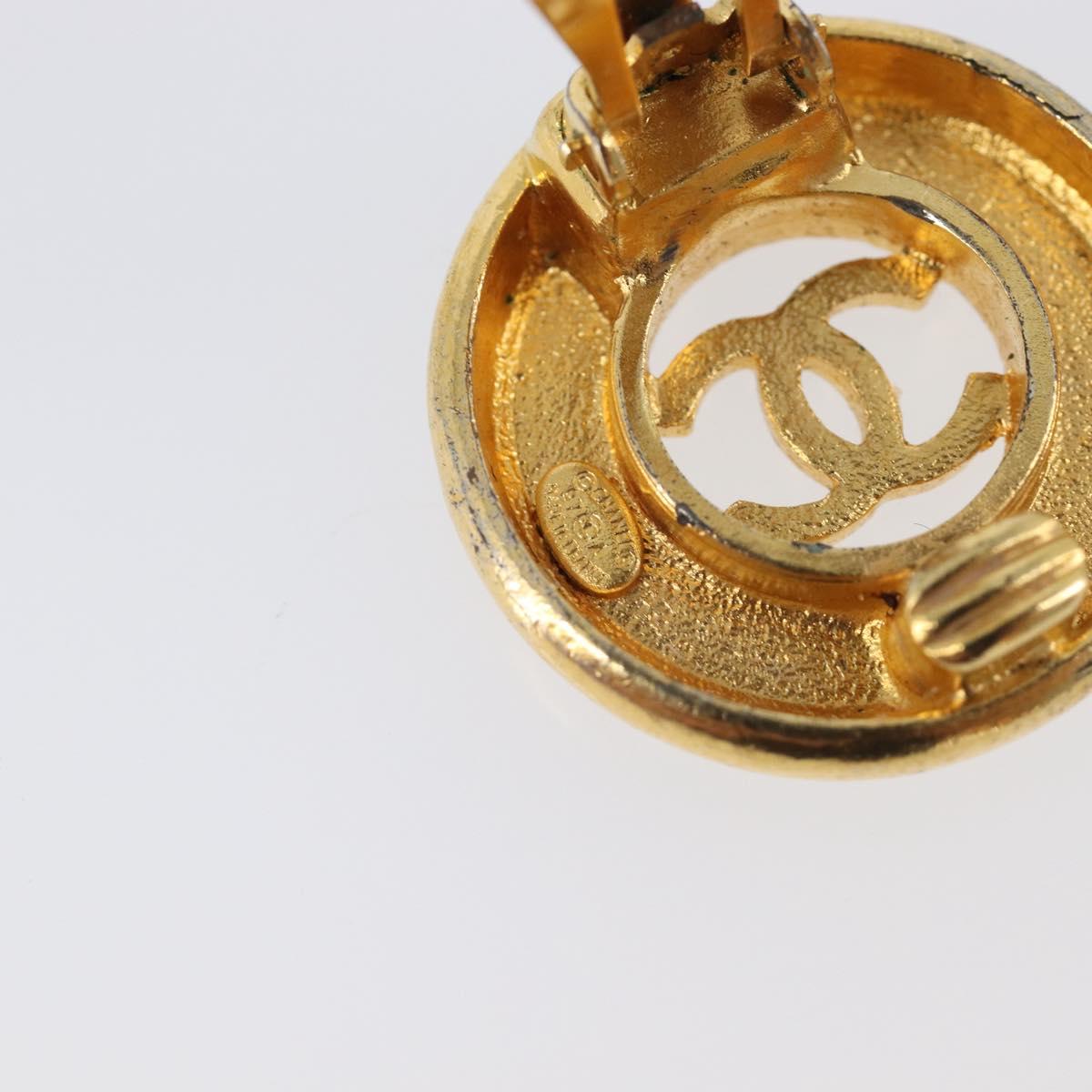 CHANEL Earring metal Gold Tone CC Auth bs37298