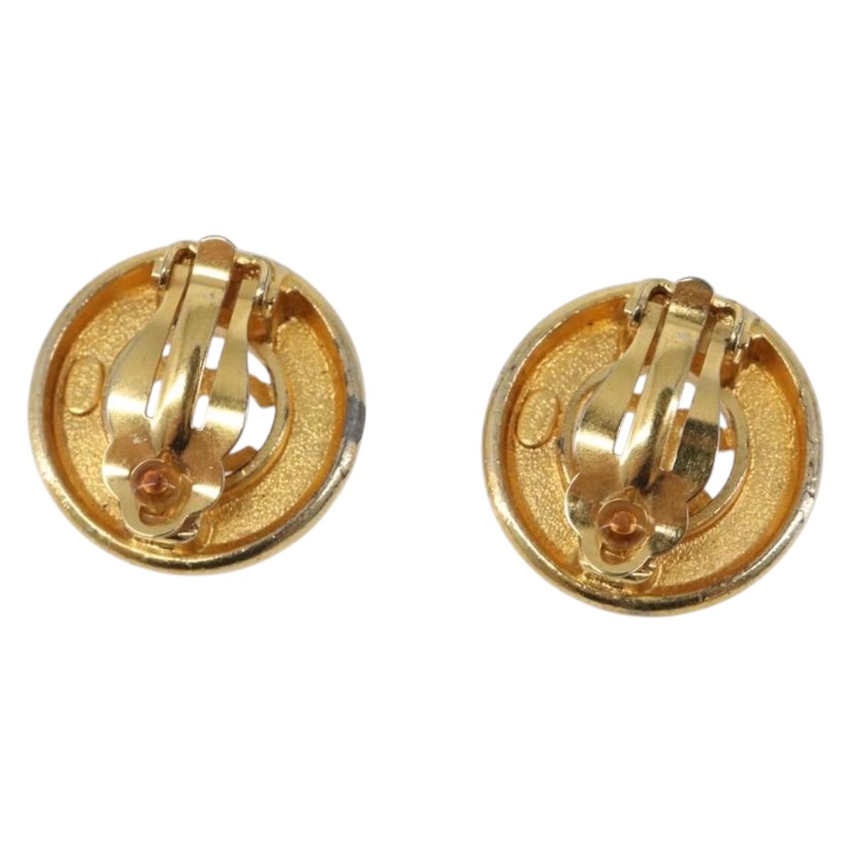 CHANEL Earring metal Gold Tone CC Auth bs37298