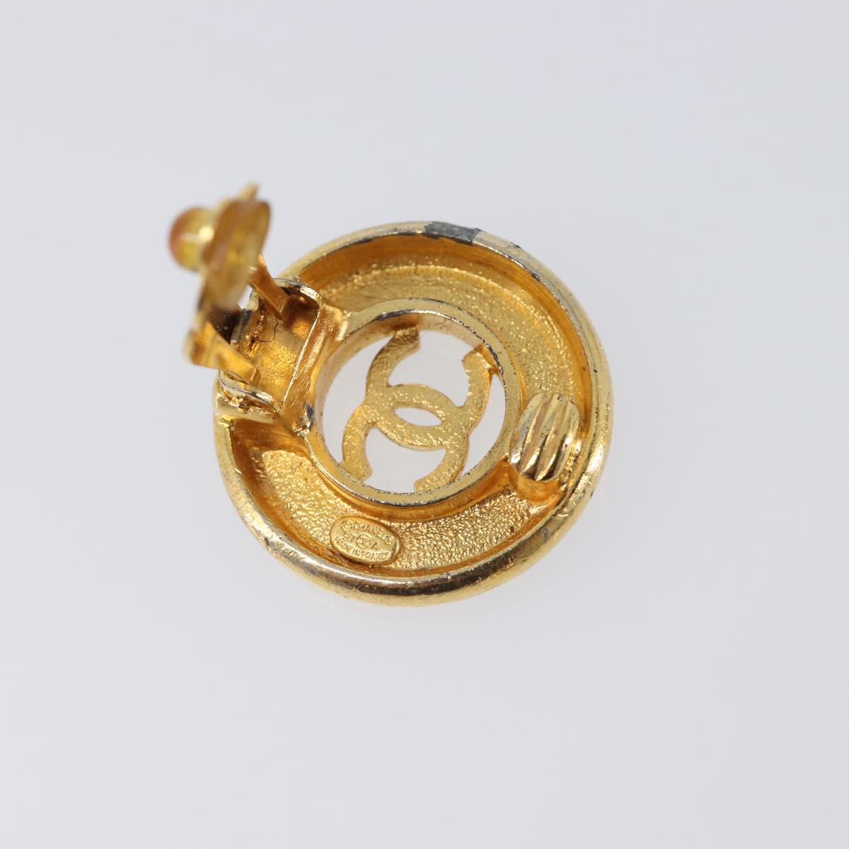 CHANEL Earring metal Gold Tone CC Auth bs37298
