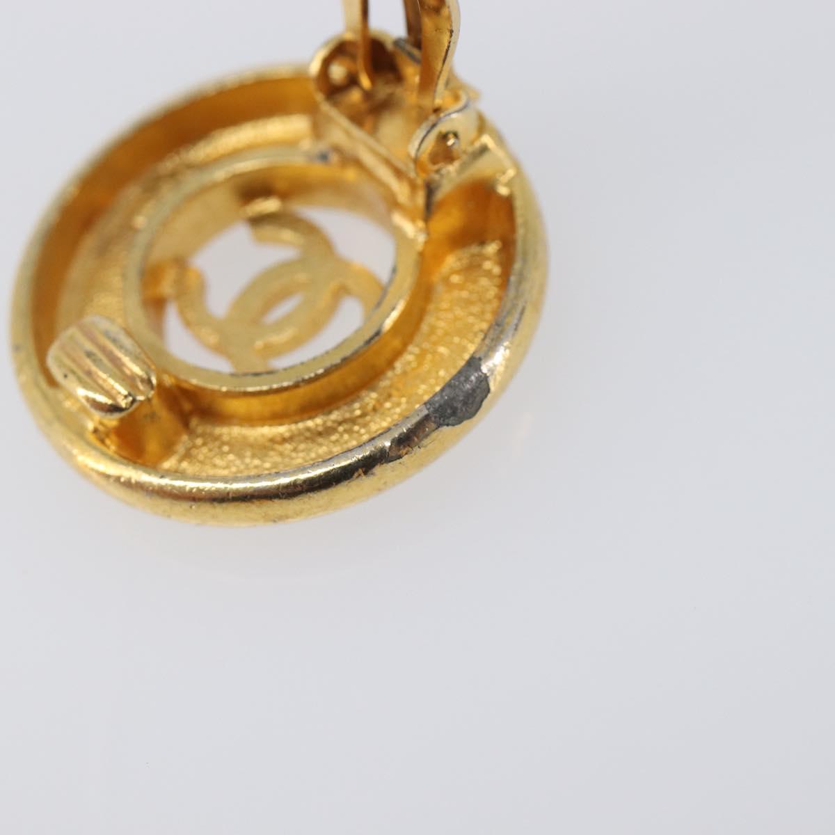 CHANEL Earring metal Gold Tone CC Auth bs37298