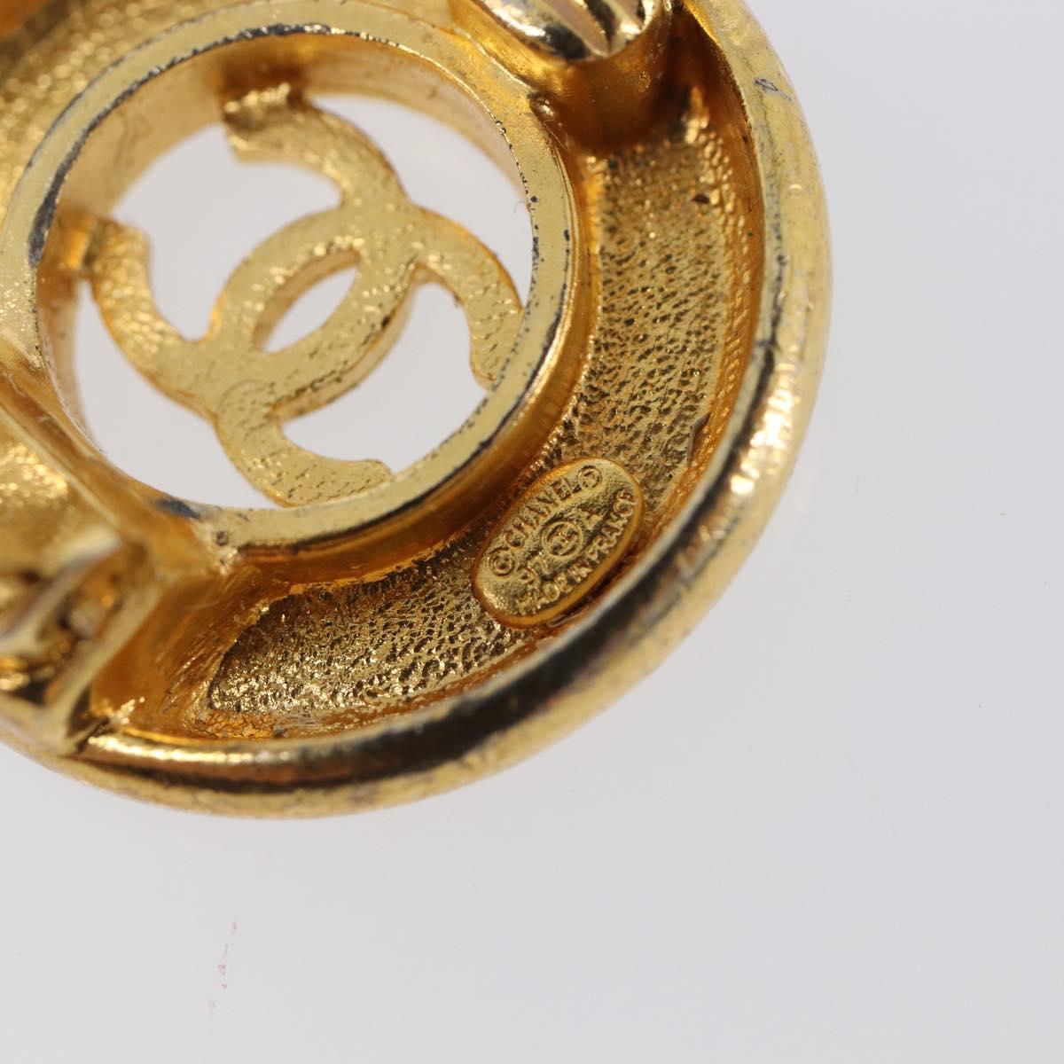 CHANEL Earring metal Gold Tone CC Auth bs37298