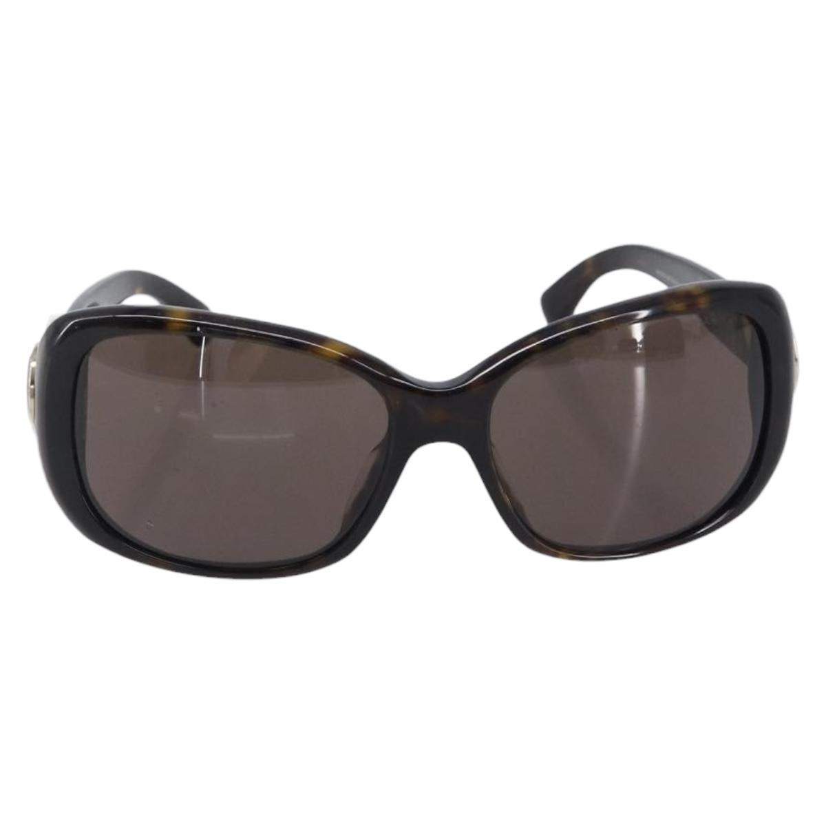 CHANEL Sunglasses plastic Dark Brown CC Auth bs37302