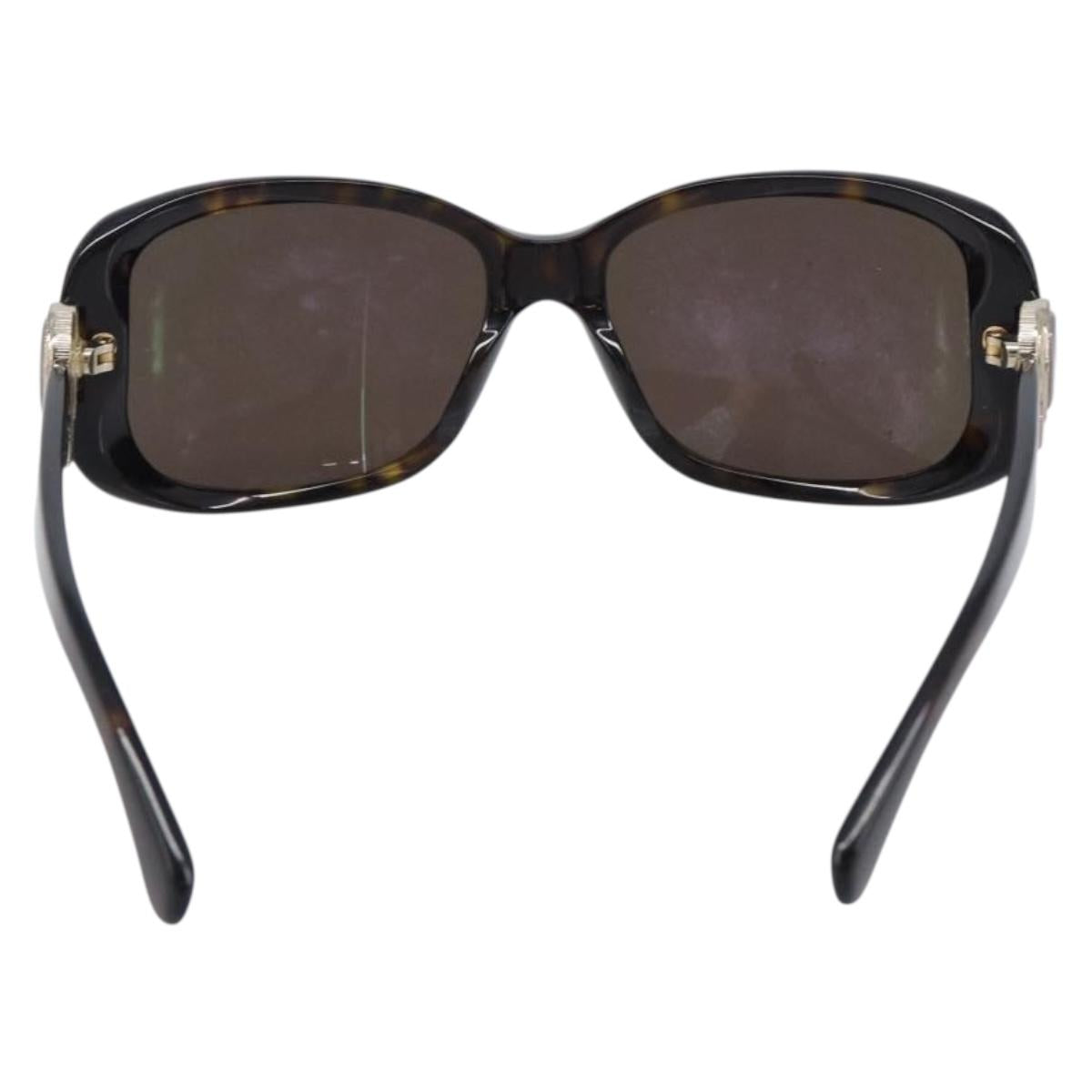 CHANEL Sunglasses plastic Dark Brown CC Auth bs37302