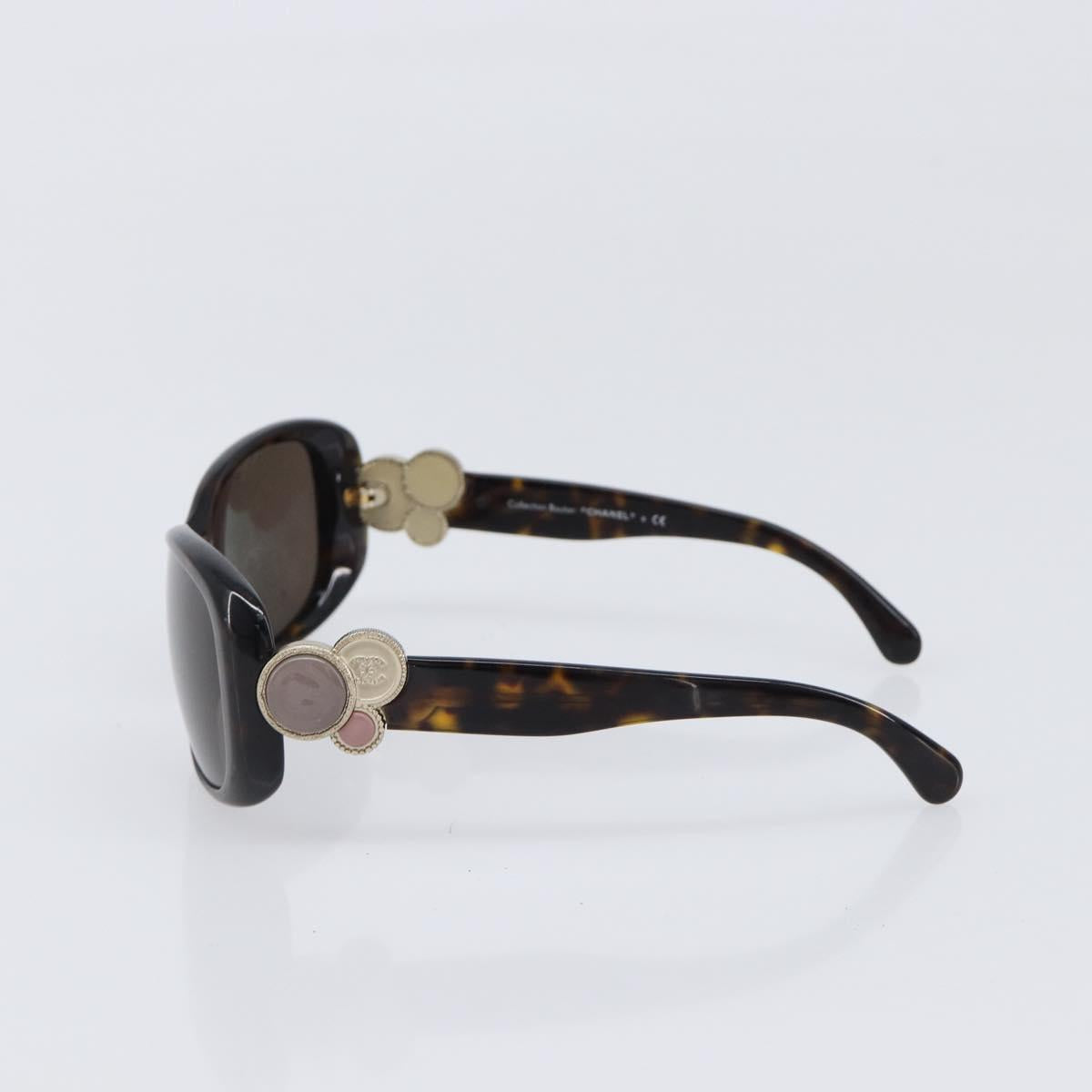 CHANEL Sunglasses plastic Dark Brown CC Auth bs37302
