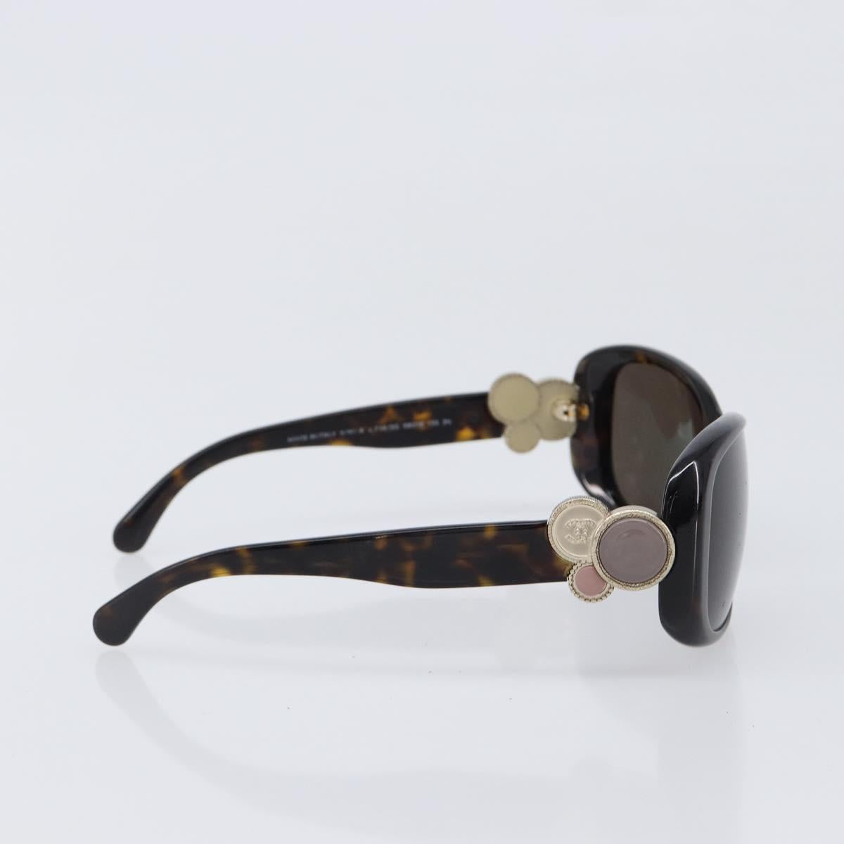 CHANEL Sunglasses plastic Dark Brown CC Auth bs37302