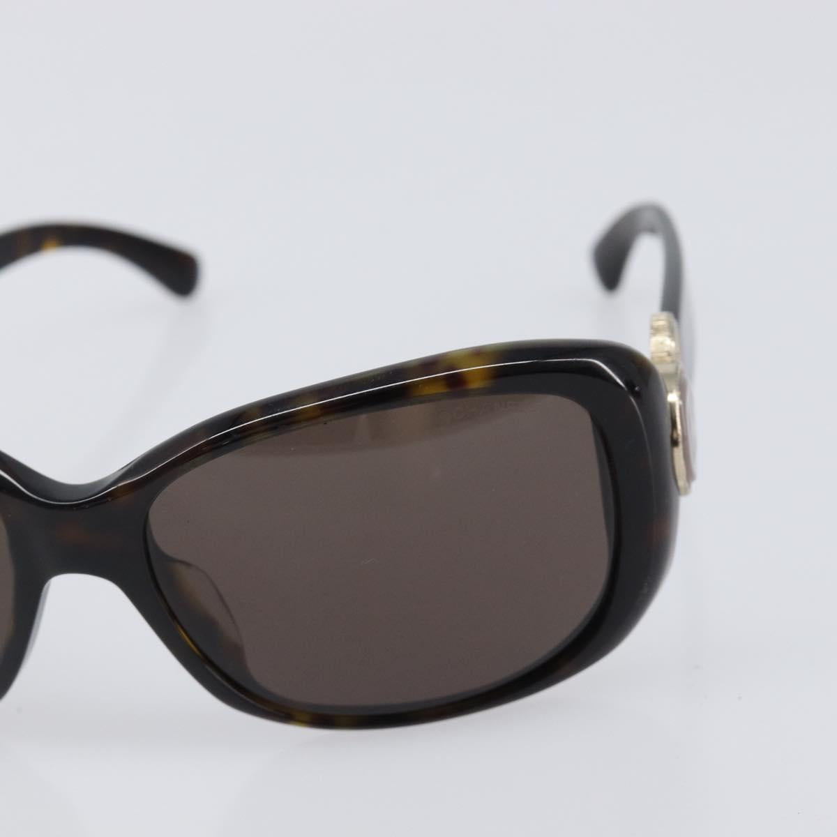 CHANEL Sunglasses plastic Dark Brown CC Auth bs37302