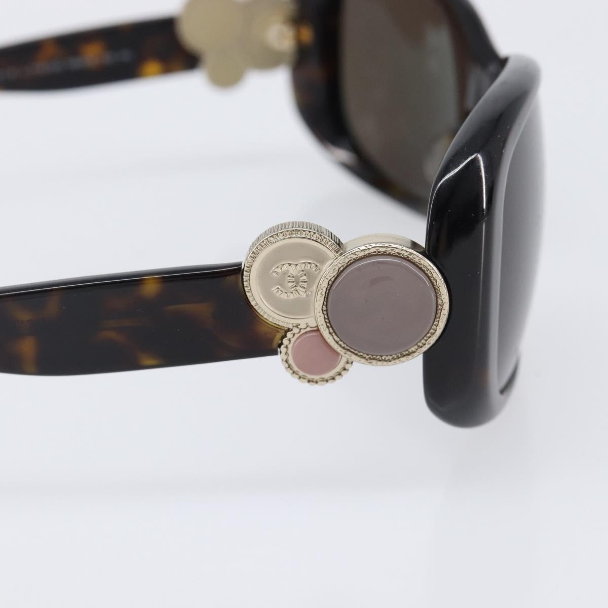CHANEL Sunglasses plastic Dark Brown CC Auth bs37302