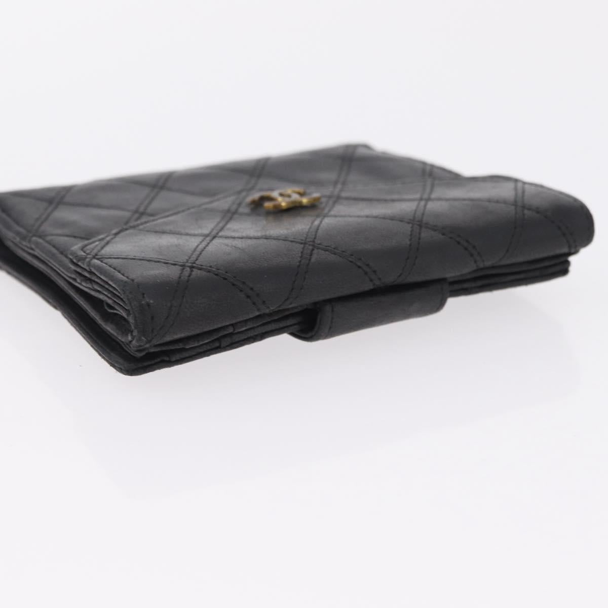 CHANEL Bicolore Wallet Leather 2 Set Black CC Auth bs37308