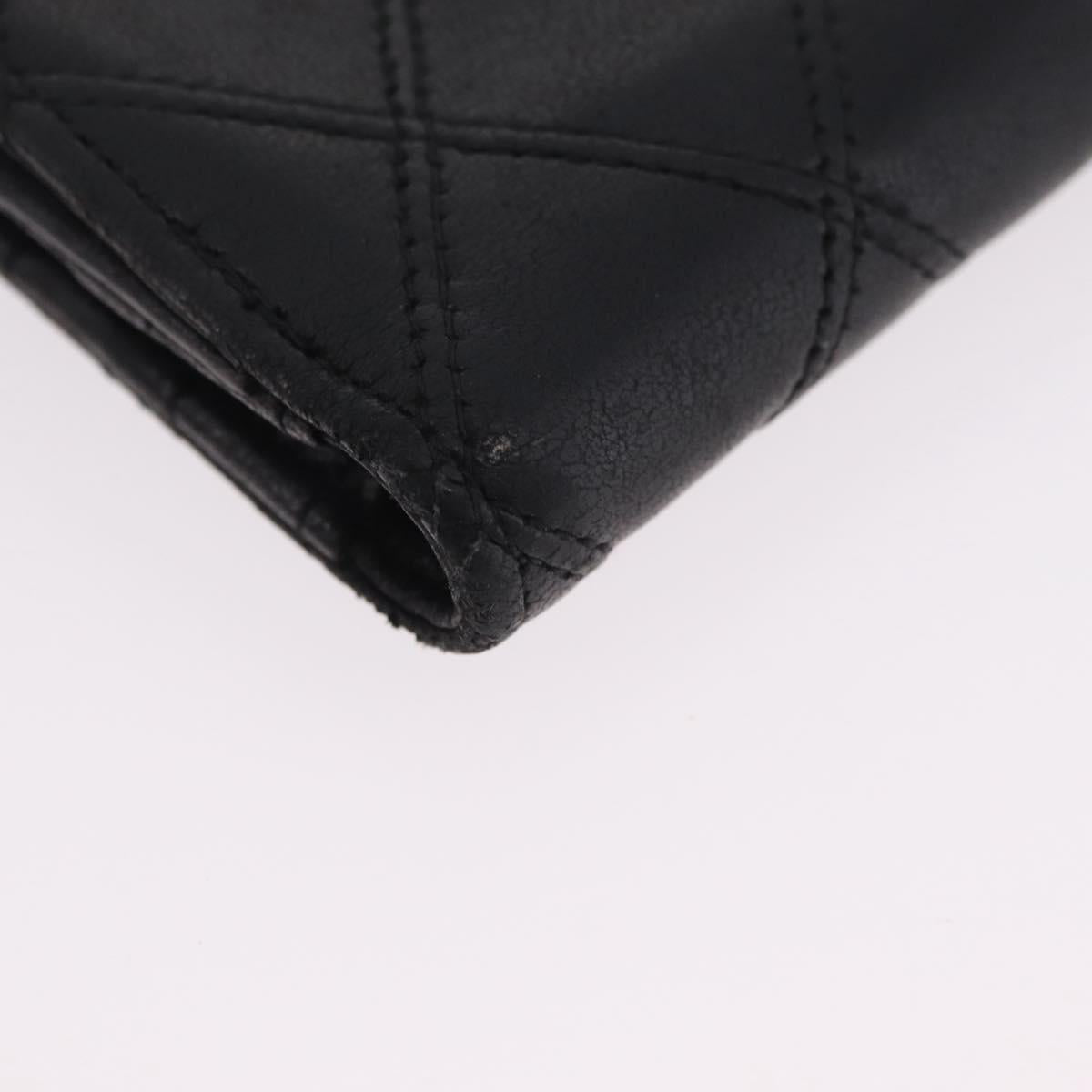 CHANEL Bicolore Wallet Leather 2 Set Black CC Auth bs37308