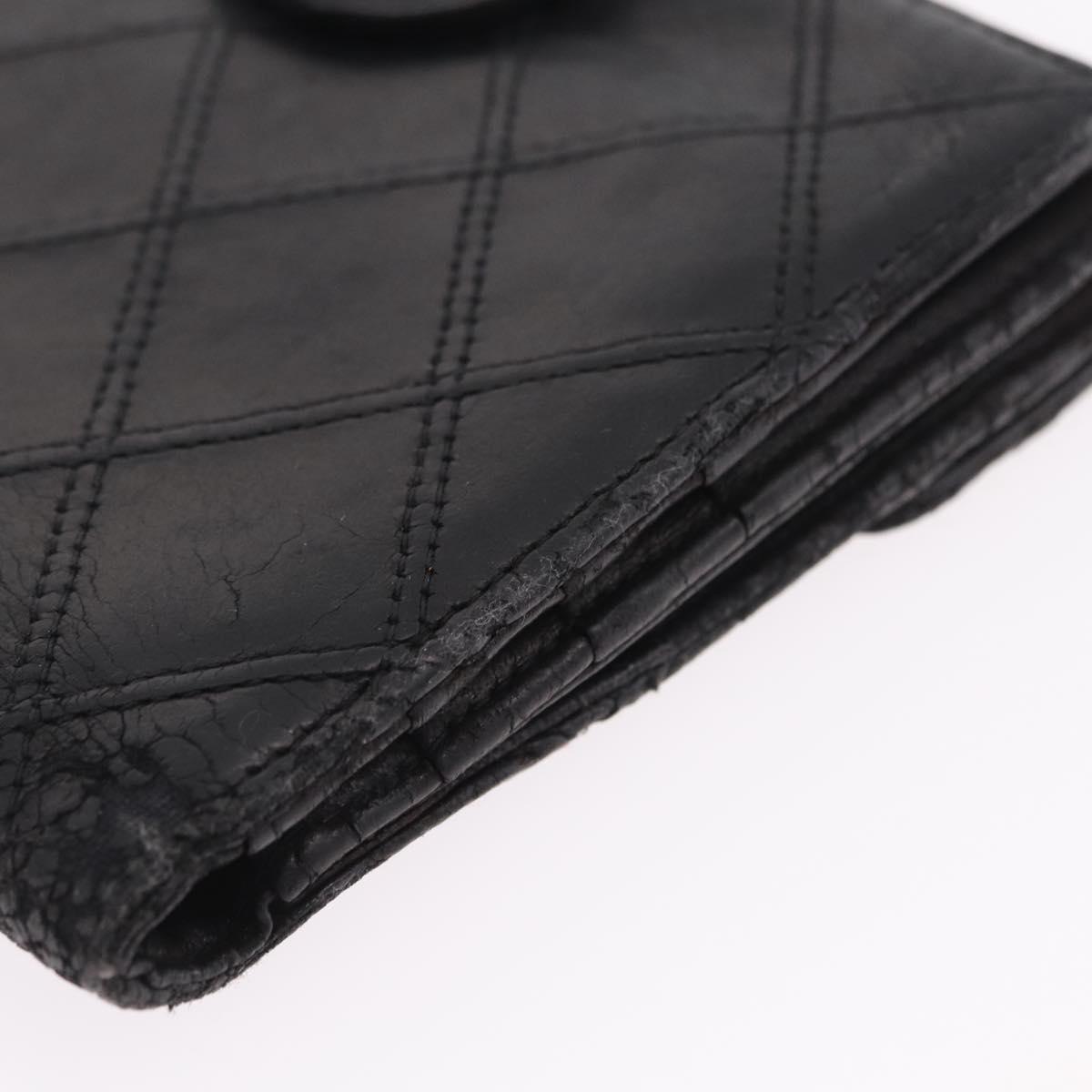CHANEL Bicolore Wallet Leather 2 Set Black CC Auth bs37308