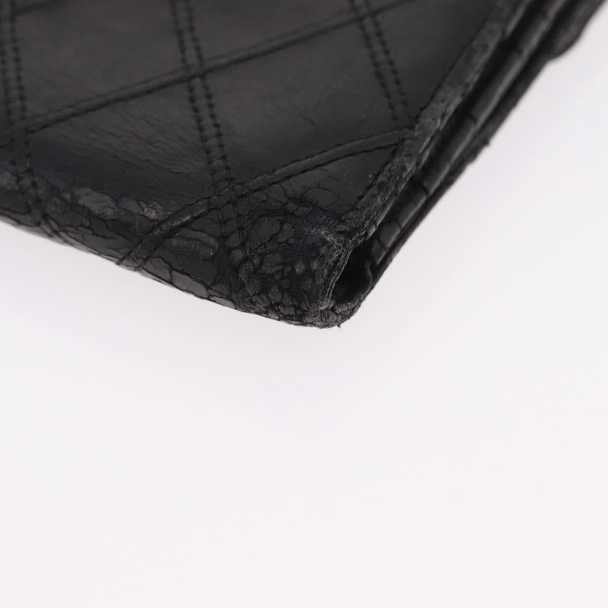 CHANEL Bicolore Wallet Leather 2 Set Black CC Auth bs37308