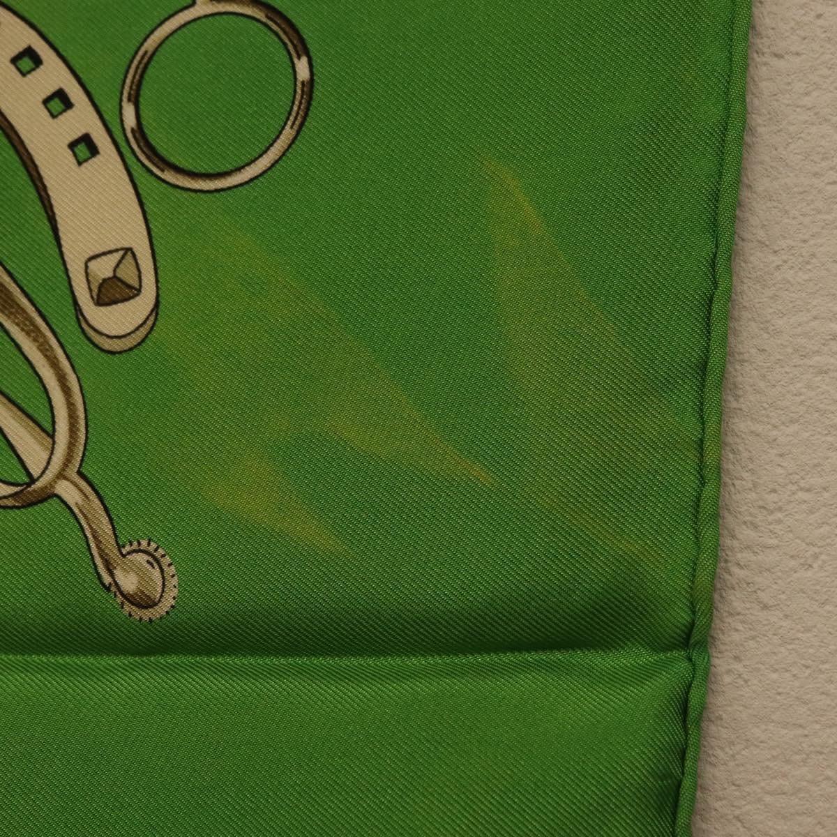 HERMES Carre90 Scarf ""MAN`EGE"" Silk Green Auth bs37309
