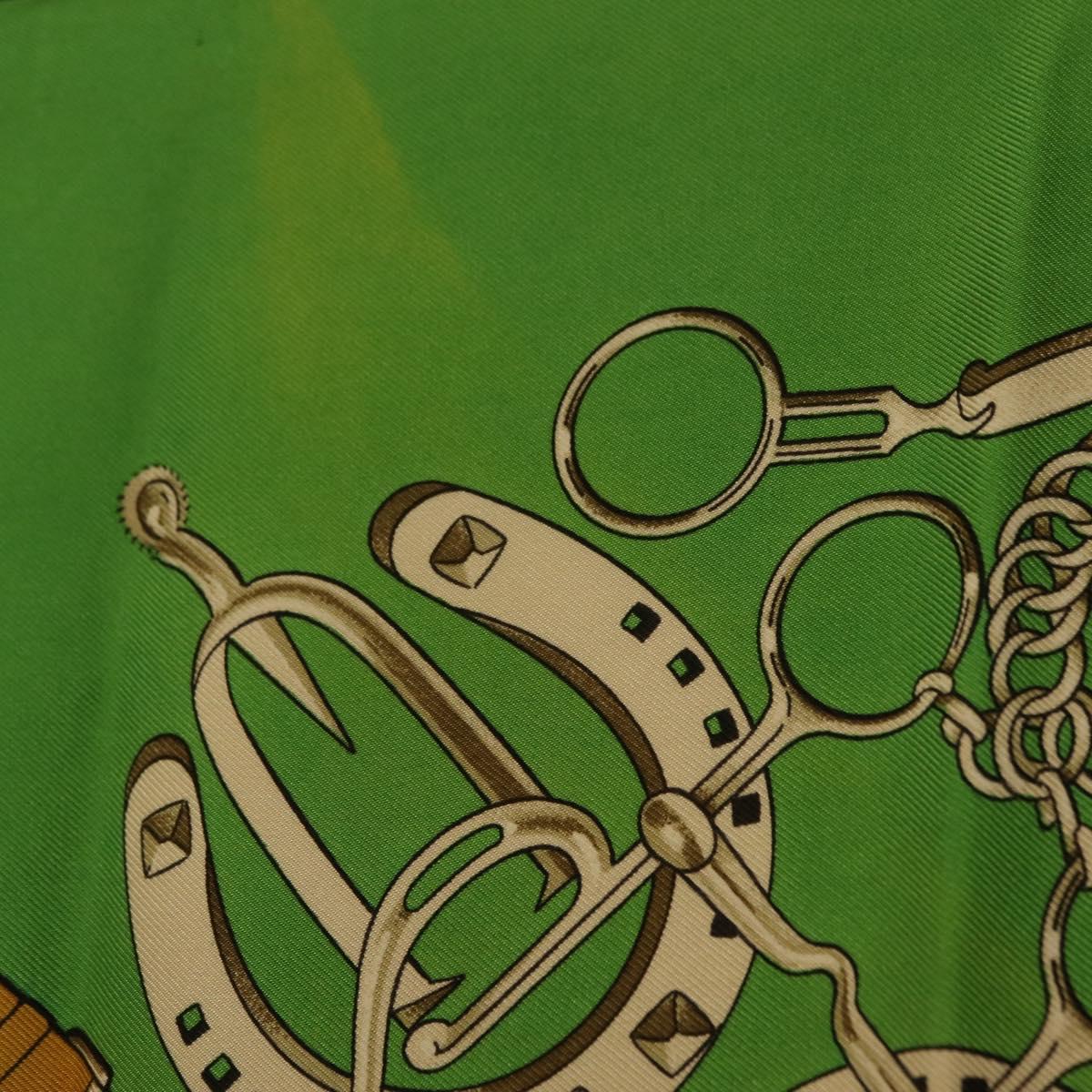 HERMES Carre90 Scarf ""MAN`EGE"" Silk Green Auth bs37309