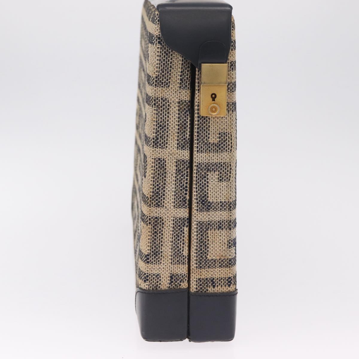 GIVENCHY Trunk Canvas Beige Gold Tone Auth bs37311