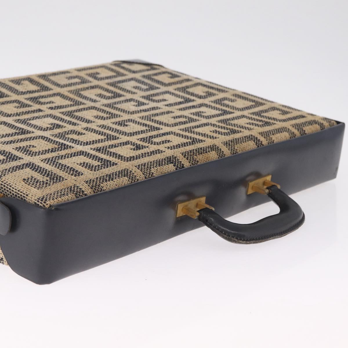 GIVENCHY Trunk Canvas Beige Gold Tone Auth bs37311