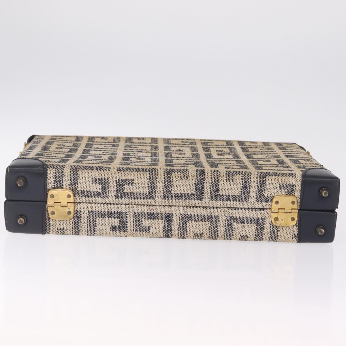 GIVENCHY Trunk Canvas Beige Gold Tone Auth bs37311