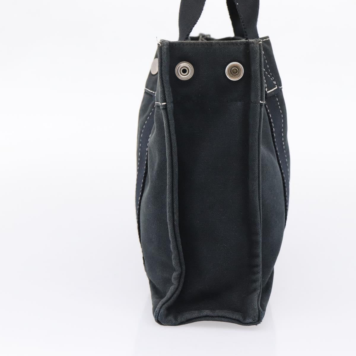 HERMES Hand Bag Canvas 2 Set Black Auth bs37312