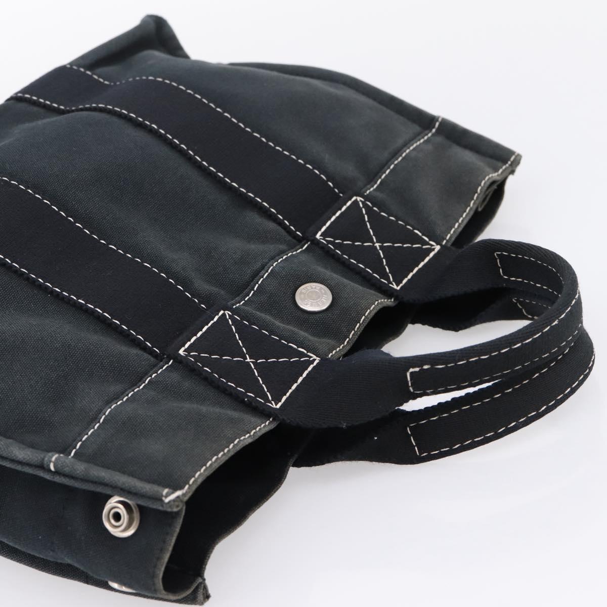HERMES Hand Bag Canvas 2 Set Black Auth bs37312