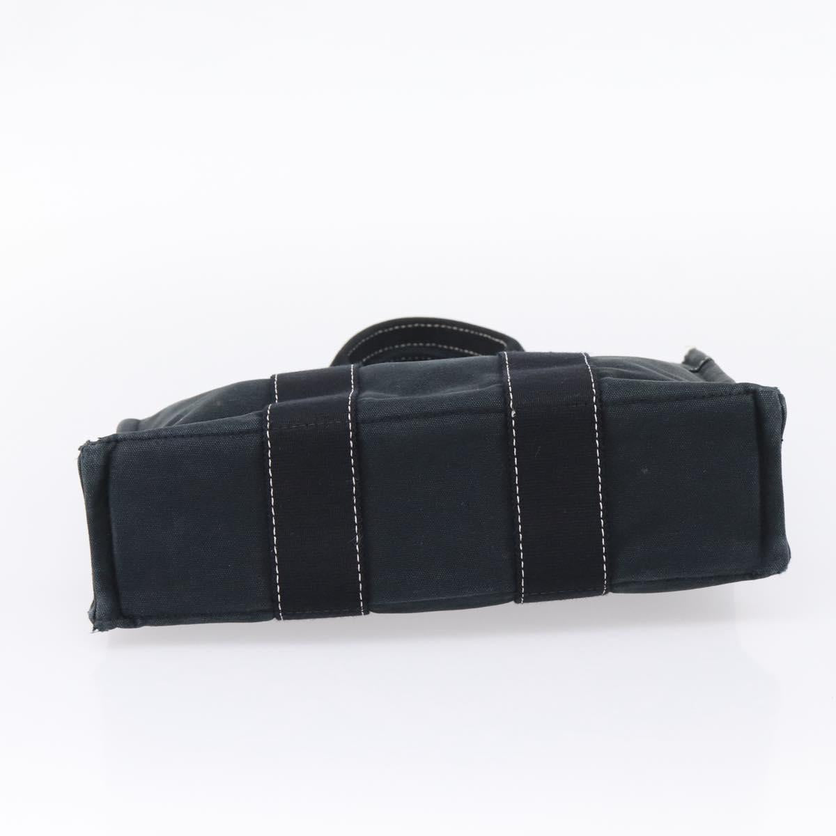 HERMES Hand Bag Canvas 2 Set Black Auth bs37312