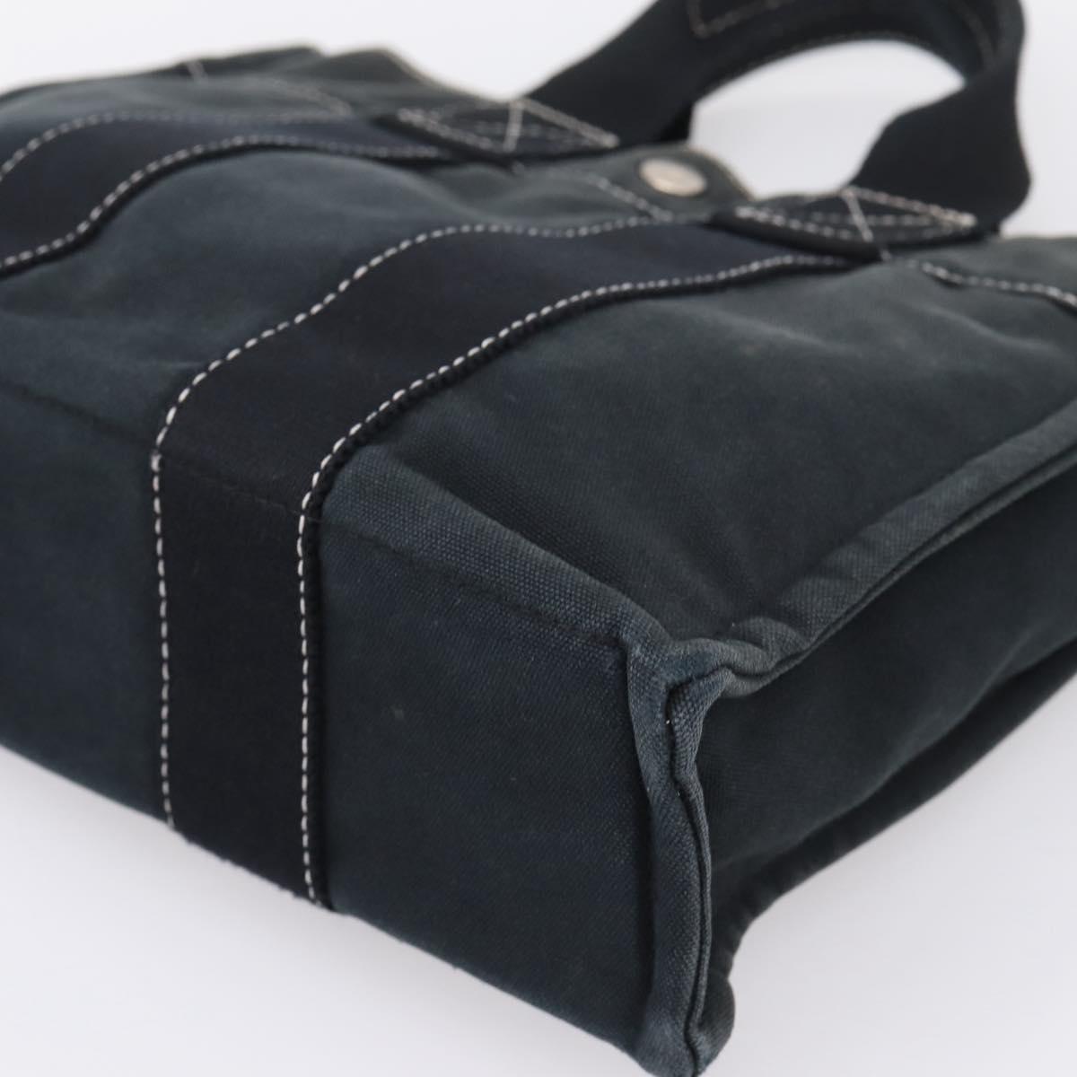 HERMES Hand Bag Canvas 2 Set Black Auth bs37312