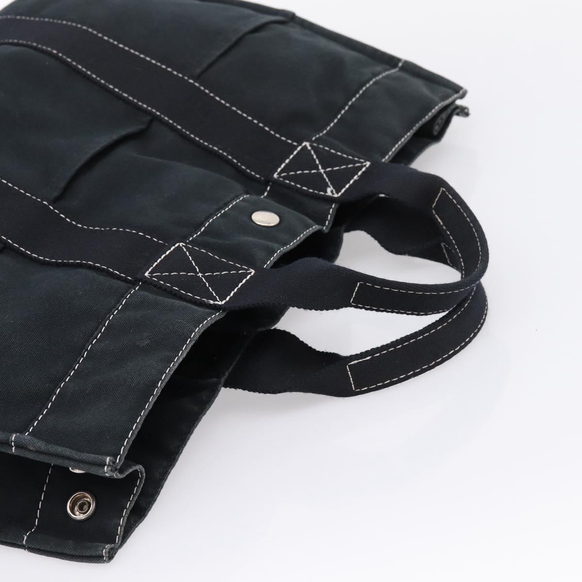 HERMES Hand Bag Canvas 2 Set Black Auth bs37312
