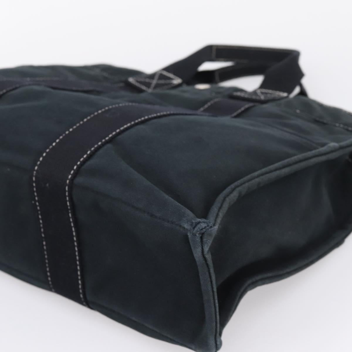 HERMES Hand Bag Canvas 2 Set Black Auth bs37312
