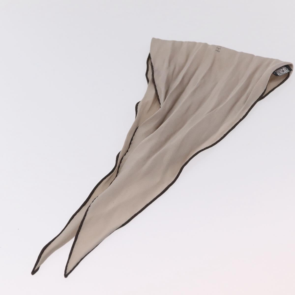 HERMES Twilly Scarf Silk Beige Auth bs37313