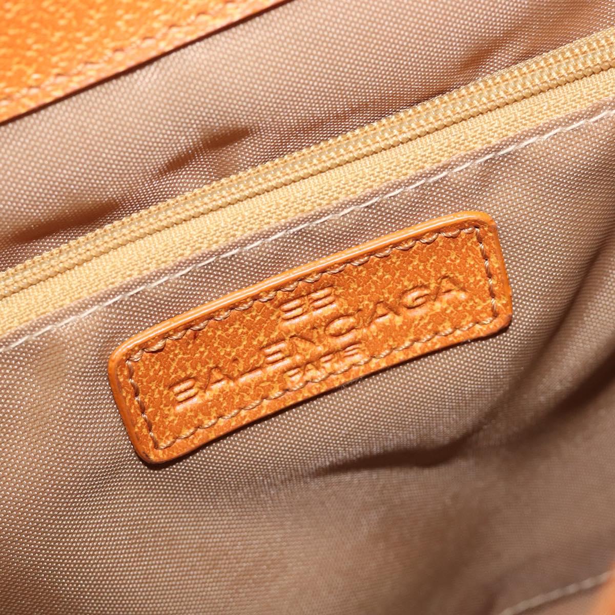 BALENCIAGA Tote Bag Leather Brown Silver Auth bs37325