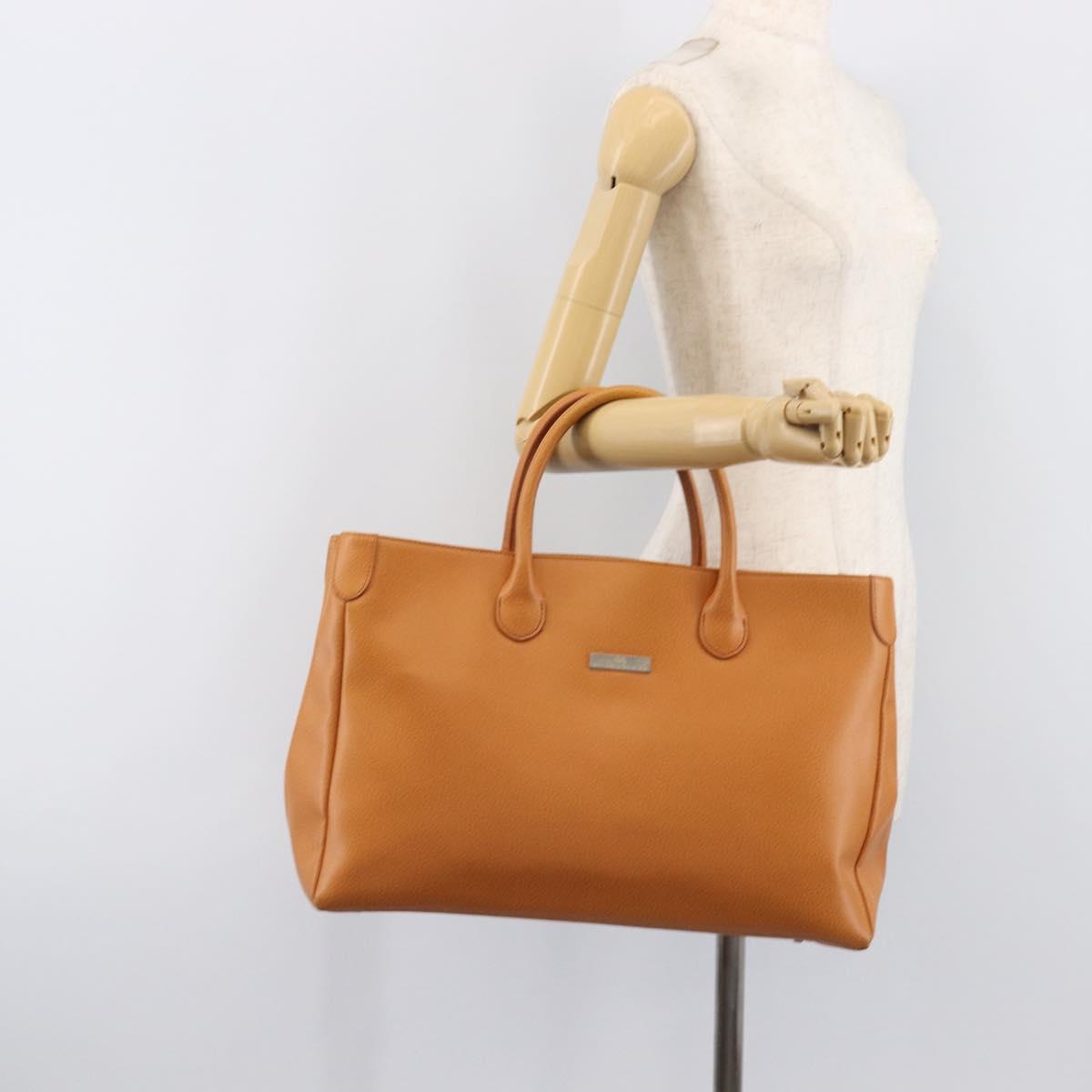 BALENCIAGA Tote Bag Leather Brown Silver Auth bs37325