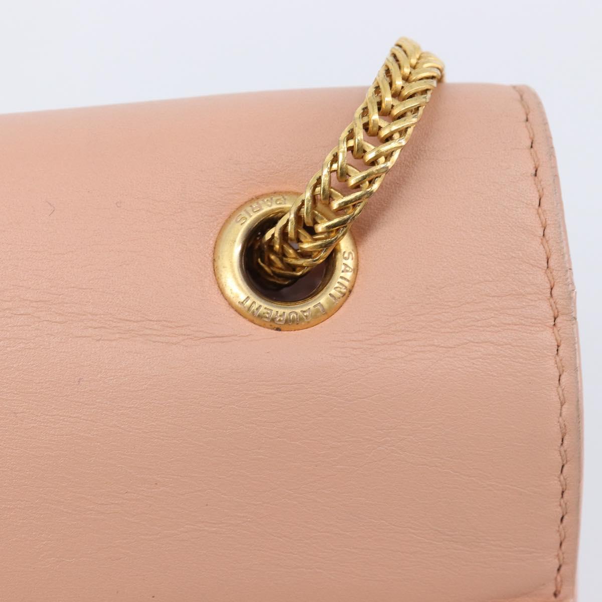 SAINT LAURENT Chain Shoulder Bag Leather Pink Gold 314515 Auth bs37326A
