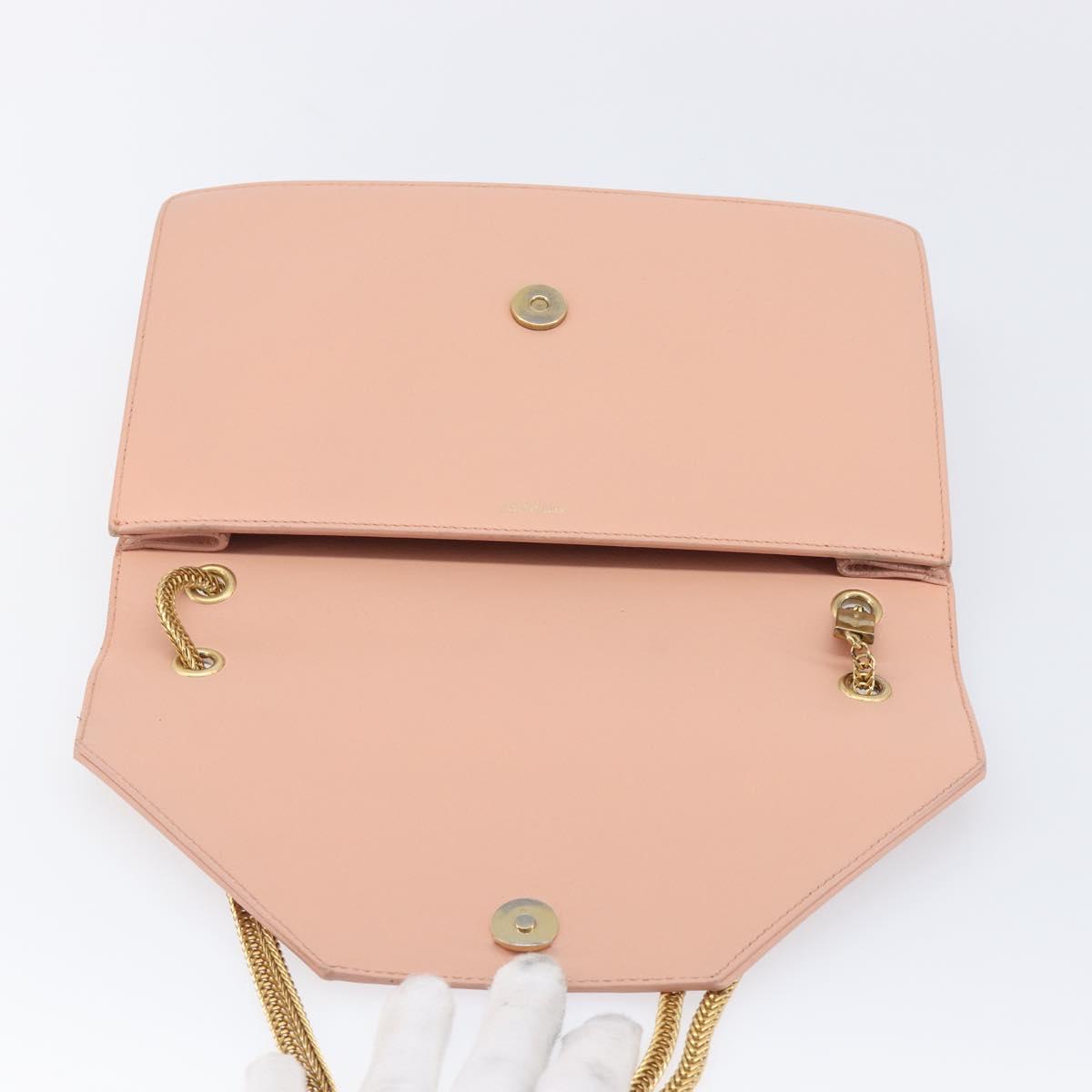 SAINT LAURENT Chain Shoulder Bag Leather Pink Gold 314515 Auth bs37326A