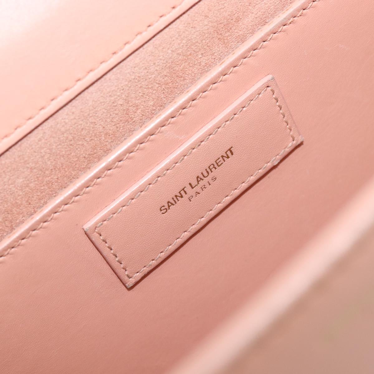 SAINT LAURENT Chain Shoulder Bag Leather Pink Gold 314515 Auth bs37326A