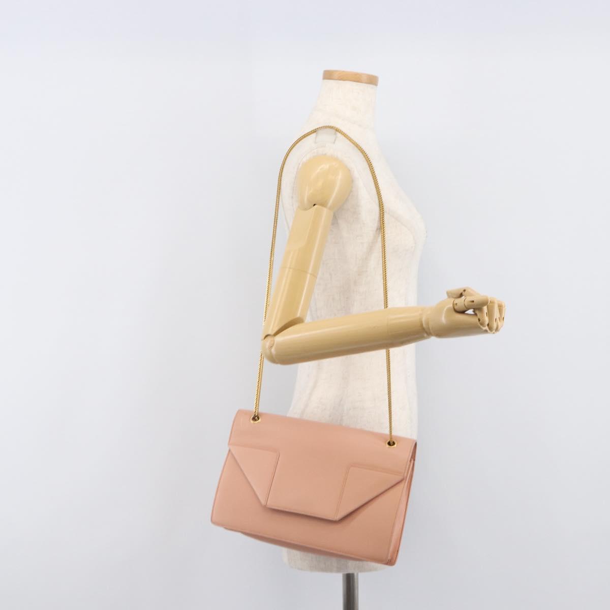 SAINT LAURENT Chain Shoulder Bag Leather Pink Gold 314515 Auth bs37326A