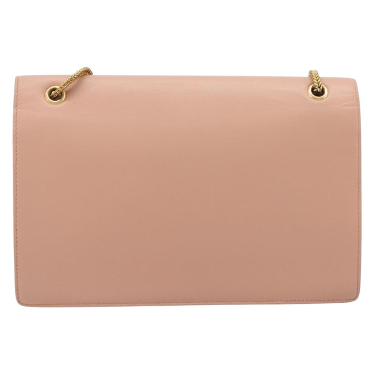 SAINT LAURENT Chain Shoulder Bag Leather Pink Gold 314515 Auth bs37326A