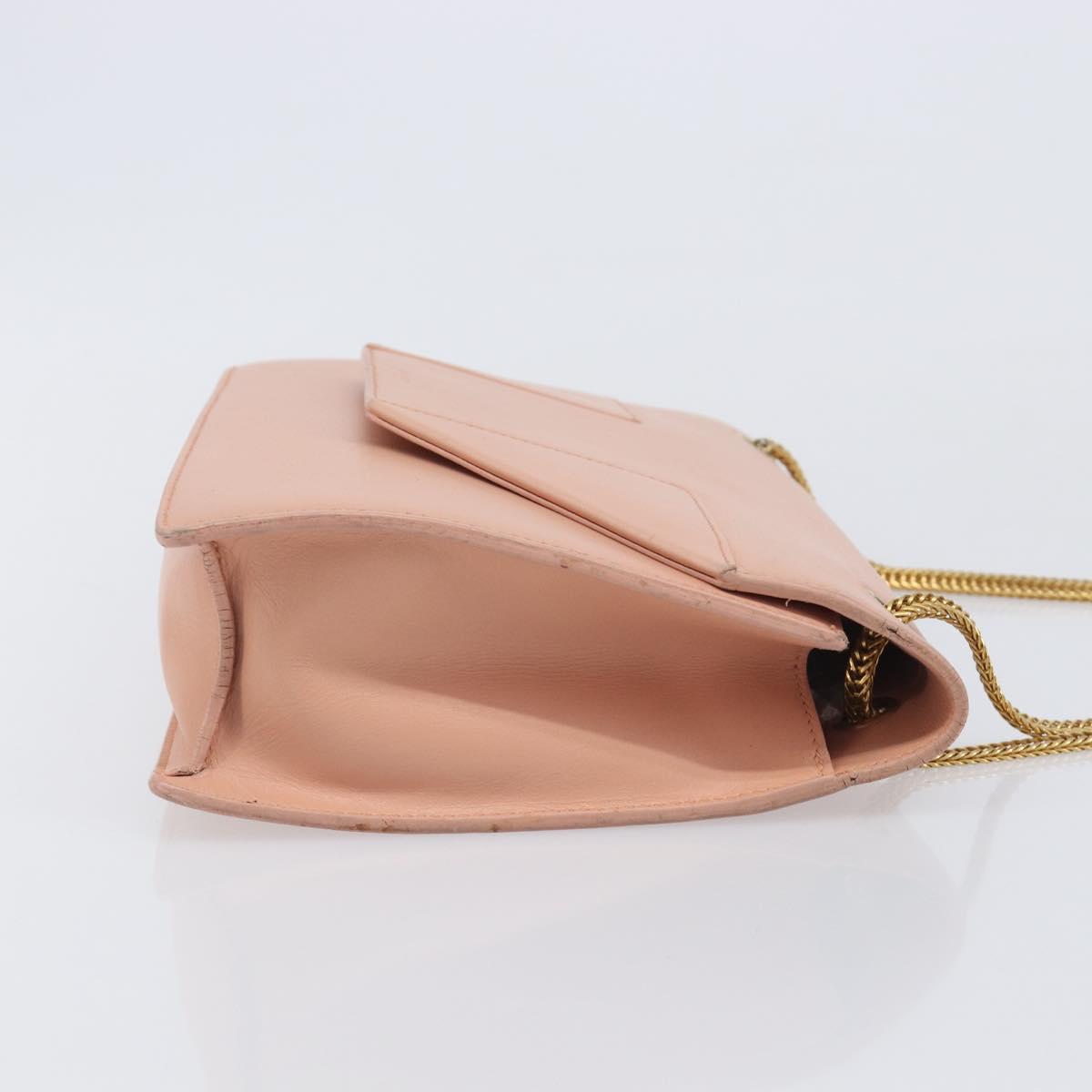 SAINT LAURENT Chain Shoulder Bag Leather Pink Gold 314515 Auth bs37326A