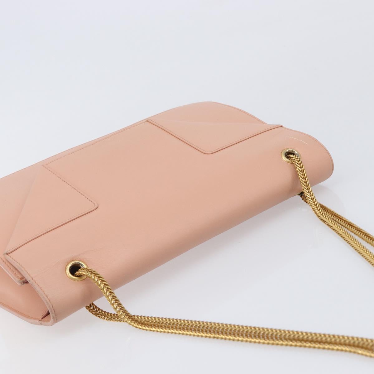 SAINT LAURENT Chain Shoulder Bag Leather Pink Gold 314515 Auth bs37326A