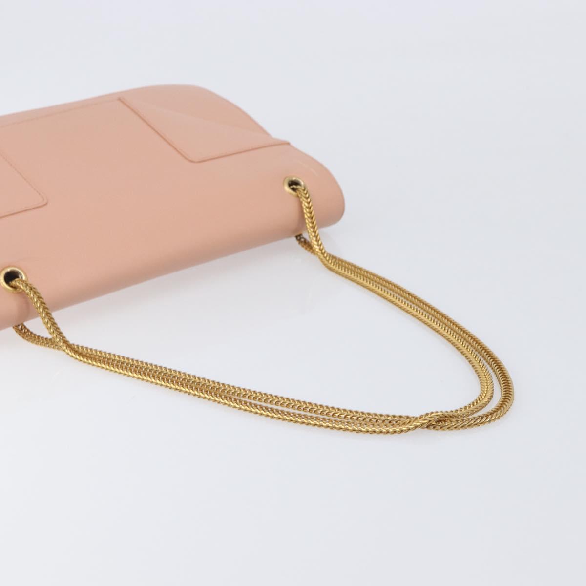 SAINT LAURENT Chain Shoulder Bag Leather Pink Gold 314515 Auth bs37326A